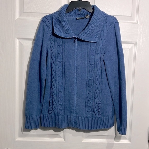 Bay Studio Women’s Zippered Cardigan- blue.  Size Large - Picture 1 of 9
